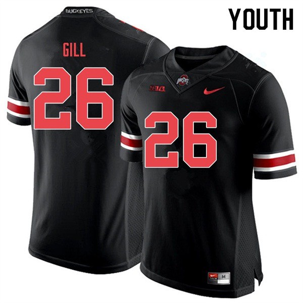 Ohio State Buckeyes #26 Jaelen Gill Youth Embroidery Jersey Black Out OSU36124